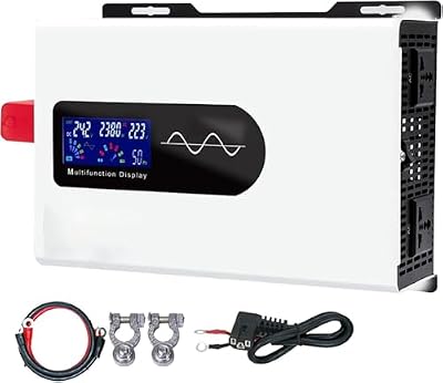 Power Inverter Pure Sine Wave 7000W/8000W/9000W/10000W/12000W/15000W/20000W Peak DC12VAC 110V/230V 240V Car Converter with Voltage Display & AC outlets(110V,8000W)