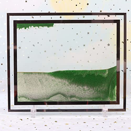 Flowing Sand Painting,Moving Sand Art Picture Decor,Large Clear Glass Flow Sand Board Quicksands Painting,3D Deep Sea Sandscape in Motion Display for Large Adult Kids Desk Art Toys