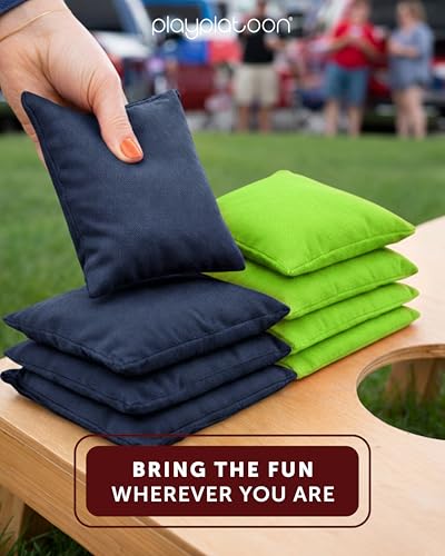 Image of Play Platoon Cornhole Bags Weather Resistant- Set of 8 Regulation Bean Bags for Tossing- Official Professional Size & Weight Corn Hole Bags Two Color All Weather Cornhole Beans Bag Set with Tote Bag