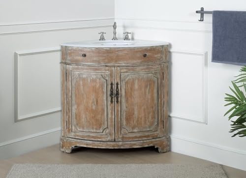 Benton Collection Triadsville Freestanding Corner Bathroom Sink Vanity (Brown)