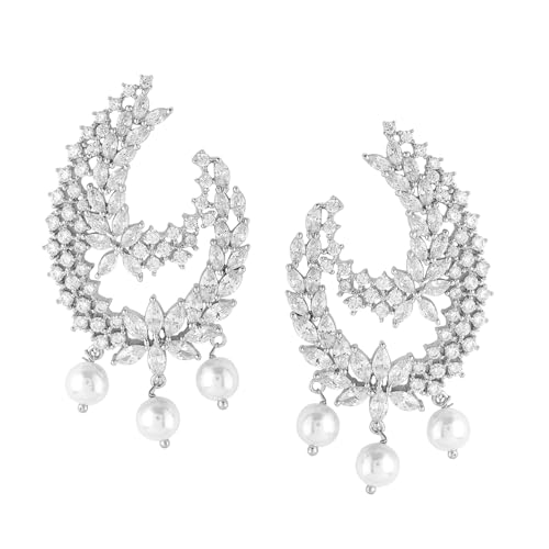 Image of Rubans Stud Earrings Oversized Fashionable American Diamond Stylish Jewellery Gift for Women & Girls