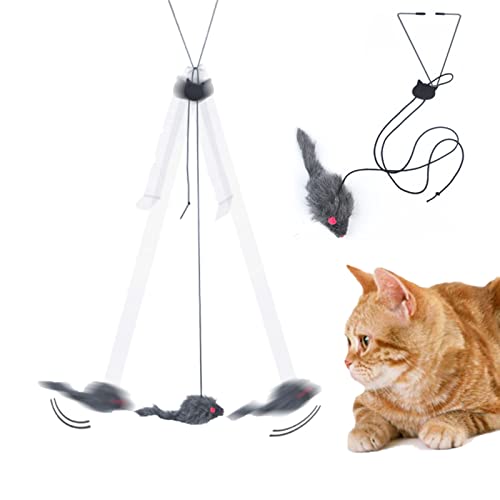 2 juguetes interactivos de plumas para gatos, retráctiles, interactivos, para colgar en la puerta Cover