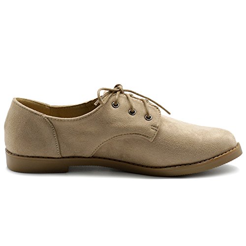 Ollio 2ZM-2910-SAN-9-1 Women Classic Flats Shoes Lace Up Faux Suede Oxford Zm2910(9 B(M) Us thumb #4