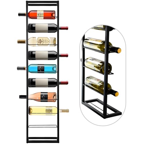 FLstudio Heavy-Duty Wall Mounted Wine Rack for 10 Bottles - Rust-Resistant Metal Storage Holds Large Champagne & Wine Bottles - Space-Saving Home Bar Solution