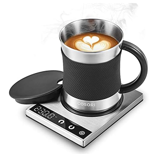 Cosori Coffee Mug Warmer & Mug Set Premium 24Watt Stainless Steel, Best Gift Idea, Office/Home Use Electric Cup BeveragePlate,Water,Cocoa,Milk