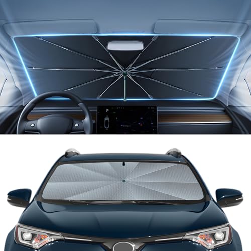 Image of Autorder Windshield Sun Shade Umbrella for 2013-2018 Toyota RAV4 Accessories,Upgraded Ice Crystal Material,Easy Setup Umbrella Sunshade for Car Windshield,100% Sun Blocking