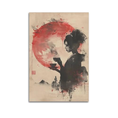 Impression sur bois japonaise femme zen : une invitation à la sérénité