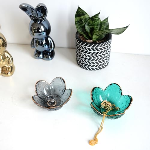 Ceierph LH01 Green Flower Ring Dish Jewelry Tray, Small Glass Trinket Tray thumb #4