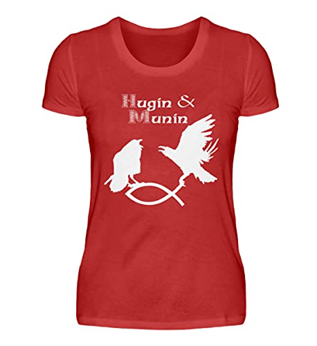 T-shirt Hugin & Munin rouge femme XXL pour exprimer votre personnalité avec audace