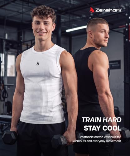 Image of ZENSHARK Sleeveless T Shirt for Men | 100% Organic Cotton Gym Vest 220 GSM | Tank Top Sando Innerwear | Soft, Skin Friendly, Breathable