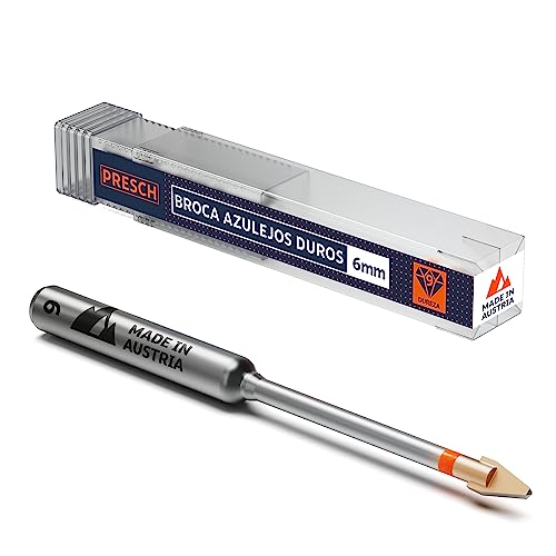 Presch Broca azulejos ⌀ 6mm | Broca especial para cerámica, azulejos duros, porcelana y vidrio | Broca porcelánico y cerámica incluye una caja