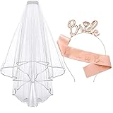 VOCIBO® Bride to Be Schärpe Rosegold, Schleier Braut, JGA Accessoires Frauen für Junggesellinnenabschied, Junggesellenabschied, Verlobung und Brautparty.