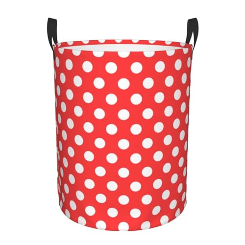 Grand panier à linge avec poignées – Imprimé à pois rouges (a) Panier à linge sale pour chambre d'enfant et bébé