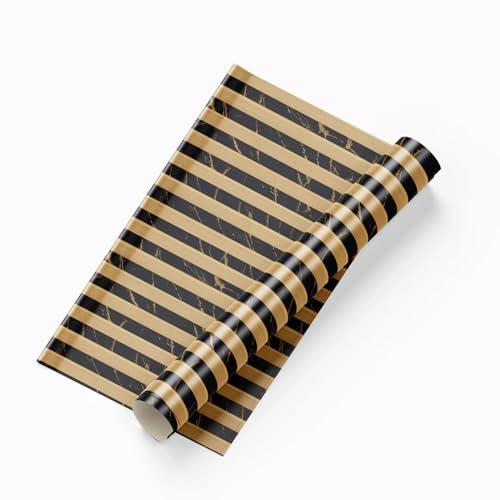Image of FOKRIM Striped Wooden Wallpaper for Wall Sticker for Home, Living Room, Bedroom, Office 45x300 cm Peel and Stick Wallpaper Self Adhesive Waterproof Removable Vinyl Wallpaper Brown