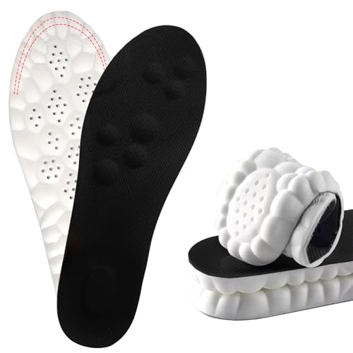 Cloud Like Soles for Men Women,Insoles for Men Women,Shoe Inserts Cuttable,Anti Fatigue,Shock Absorption,Foot Pain Relief (Black, Black:Men: 9-9.5/Women: 10-10.5)