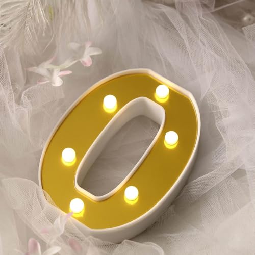 Image of Efavormart 6 inch Gold Marquee Letter O, Mirror Front Warm White LED Light Up 3D Sign, Battery Operated 72H Glow for Wedding Party & Wall Decor