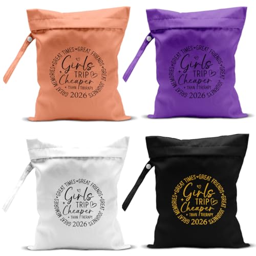 zcyxuuw 4Pcs Girls Trip Gifts Wet Dry Bag, Aloha Bags Beach Bag Wet Bag Favors, Sunscreen Bags Swimsuit Toiletry Travel Essentials For Women, Beach Travel Laundry bags for Dirty Diaper Swimsuit Gifts