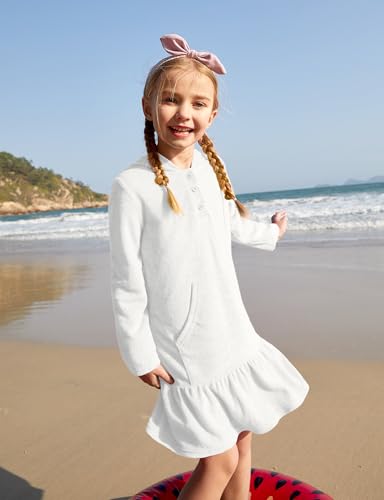 BesserBay Girl's Ruffle Bathrobe Beach Button Down Hooded Terry Cover Ups 3-14 Years2