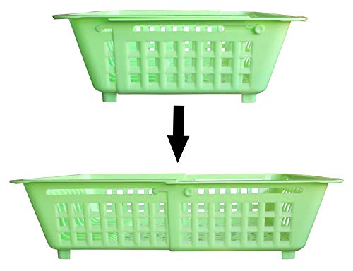 Image of Kotak Sales Multipurpose Kitchen Collapsible Fruit Vegetable Sink Basket Space Saver Adjustable Washing Dish Utensils Foldable Rack Drying Drain Holder Expandable Length 34cm to 48cm (Green)