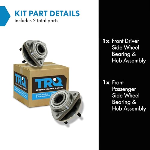 Image of TRQ 2 Piece Front Wheel Bearing & Hub Assembly Set Compatible with 1995-2000 Chrysler Cirrus 1996-2006 Sebring 1995-2006 Dodge Stratus 1996-2000 Plymouth Breeze