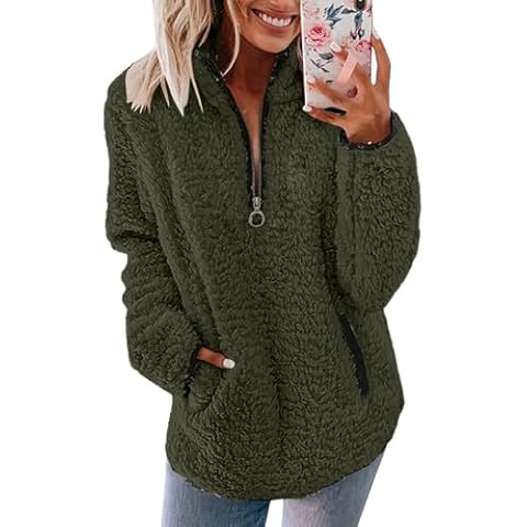 YKUYDKU Women's Cozy Half Zip Fleece Sweatshirt Cover