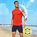 Mens Rash Guard Men's Long Sleeve UPF 50+ Sun Protection, Compression Shirt Long Sleeve Swim Shirts Workout Gym T-Shirt (US, Alpha, Large, Regular, Regular, Red Tropical Plants)