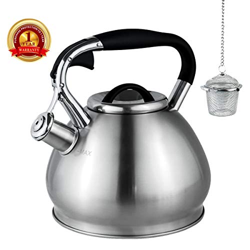 Whistling Tea Kettles Stovetop with Boils Faster Bottom,Surgical Brushed Stainless Steel Finish Whistling