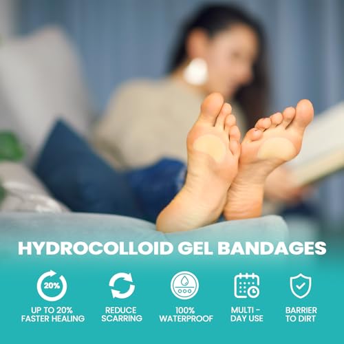 Image of Promifun Blister Pads - 28 ct Water Resistant Hydrocolloid Bandages for Foot, Toe, Heel - Gel Blister Cushions for Prevention & Recovery, Spot Pack