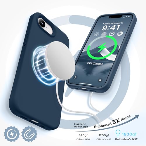 Image of GolbinBox Magnetic for iPhone 17e /16e Case, Silicone Cover, Dark Blue