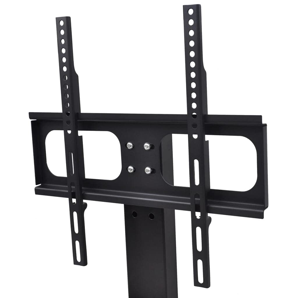Supporto TV regolabile in altezza per 26-42 pollici, VESA 400 x 400 mm, fino a 30 kg, acciaio verniciato a polvere con base in vetro temperato e piedini in gomma antiscivolo, regolazione in altezza a