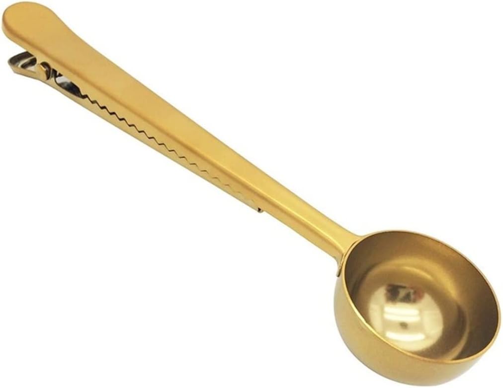 Two-in- Stainless Steel Coffee Spoon Measuring Milk Powder With Seal Clip Baking Scale