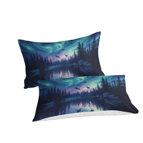 Housse de couette aurores boréales king size facile à laver - 3