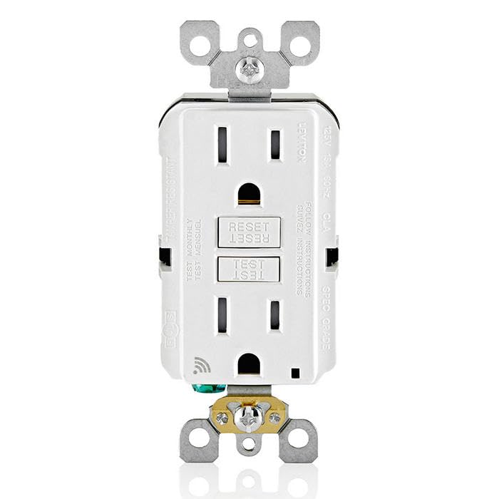 Leviton Smart GFCI 15 Amp Self Test Tamper-Resistant with LED Indicator Light Send Notifications Directly to Your Smartphone