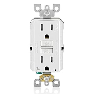 Leviton Smart GFCI, 15 Amp, Self Test, Tamper-Resistant with LED Indicator Light, Send Notifications Directly to Your Smartphone, D2GF1-KW, White