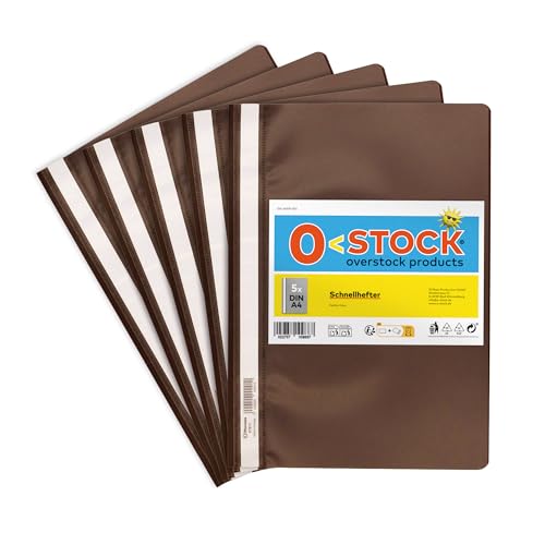 5 x Schnellhefter A4, Farbe Dunkelbraun, stabil, transparente...