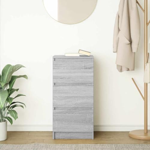 Cómoda con 3 cajones gris Sonoma de diseño estrecho para organizar estancias pequeñas 4