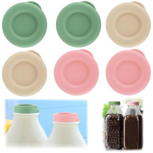 Shoyisenka - Shoyisenka 6 Pcs 48mm Silicone Glass Milk Bottle Caps, Reusable Leak-Proof Replacement Lids Compatible with Stanpac & Libbey Milk Bottles