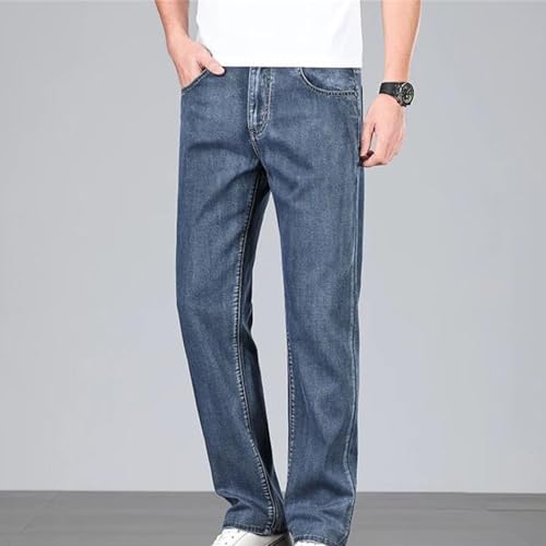 Men's Business Jeans Stretch Straight Denim Pants Thin Casual Cotton Trousers Regular Fit Male2