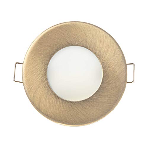 Spot LED encastrable pour salle de bain Doré/laiton 1 W blanc froid super plat rond 230 V - IP44 pour salle de bain extérieur - Trou de perçage de 55 mm GU10 Cover