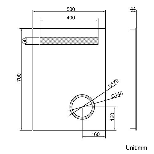 ELEGANT 500 x 700 mm Illuminated LED Bathroom Mirror with Shaver Socket and Button Switch