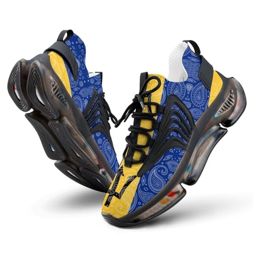 Paisley and Barbados Flag Paisley Pattern Printed Men's Sneaker Funny Lightweight Running Shoe Tennis Shoes for Men