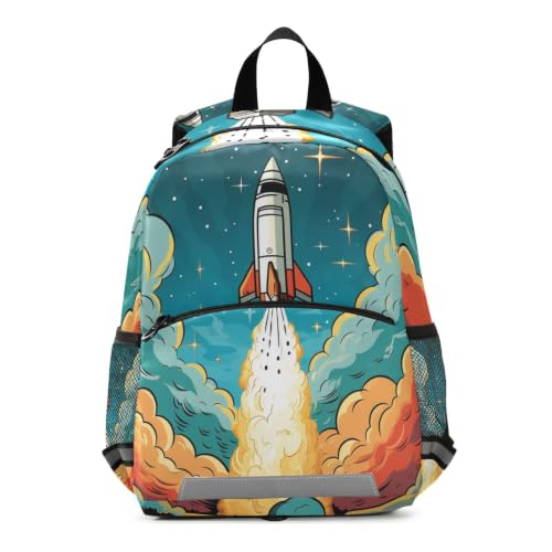 Sac à dos maternelle fusée et étoiles pour enfant de 3 à 8 ans
