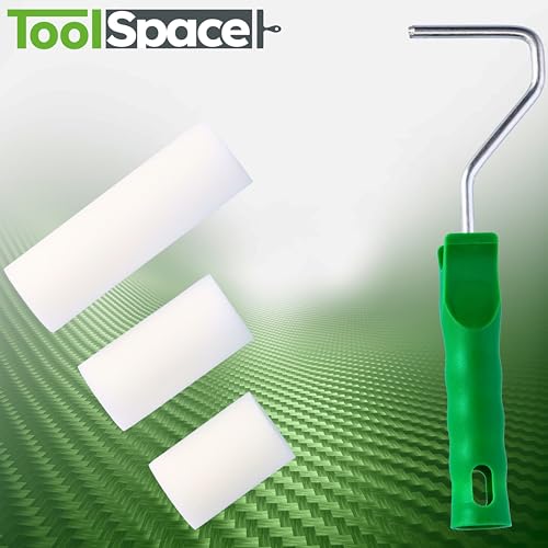 ToolSpace Farbroller Set Lackierwalze 5cm 7cm 11cm - Moltopren Schaumstoff Farbwalzen Farbwanne Schaumwalzen - kleine Paint Roller - Lackierset Lackierrollen Bügel Malerset zum Streichen, Lackieren