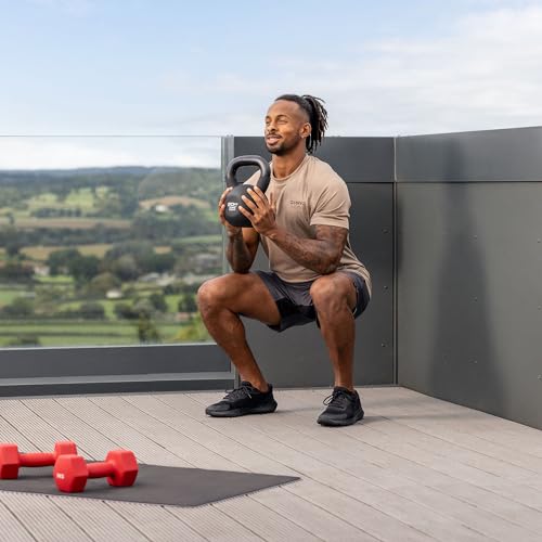 Core Balance 20kg Kettlebell Weight Cast Iron Neoprene Coated Heavy Duty Strength Training (Black) - Image 2