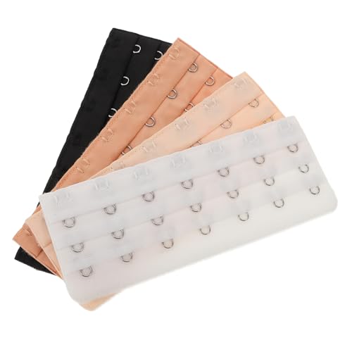FOMIYES Extensores De Sujetador De Acero Inoxidable y Poliéster Suave, Alargadores Elásticos 7 Ganchos, Para Mujer, Uso Diario y Ajuste Cómodo, Colores Surtidos, 4 Piezas