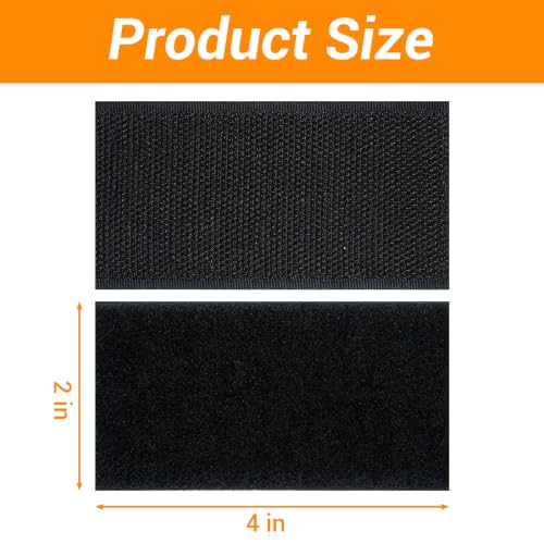 Image of 18 Sets - 2x4 inch Hook and Loop Tape Strips with Adhesive, Nylon, Black | Hook and Loop Self Sticky Double Sided Heavy Duty Strips, Sticky Back for Adhesive Tape for Home Office School & Crafting