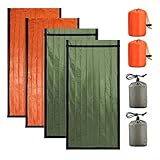 4-Pack Survival Sleeping Bag, Waterproof Thermal Sack Blanket for Camping and, Lightweight and Compact, Orange Green, 6 x 3.0 ft