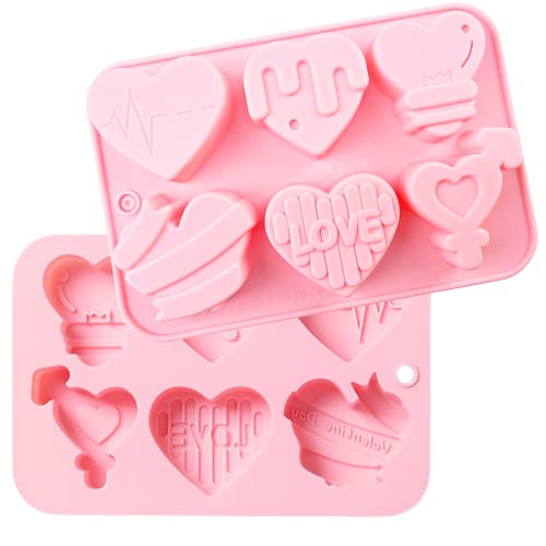 Crethink Moule à chocolat en silicone à 6 cavités en forme de cœur pour la Saint-Valentin, un mariage et un anniversaire Cover