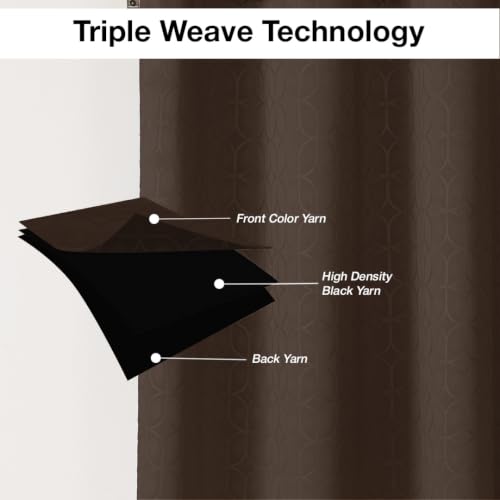 Image of HOMEMONDE 100% True Blackout Curtains 10 Feet Long Door - 1 Piece Curtain| Embossed Design | Light Block Thermal Insulated & Noise Reducing Room Darkening Curtains (Brown, 120Inch)