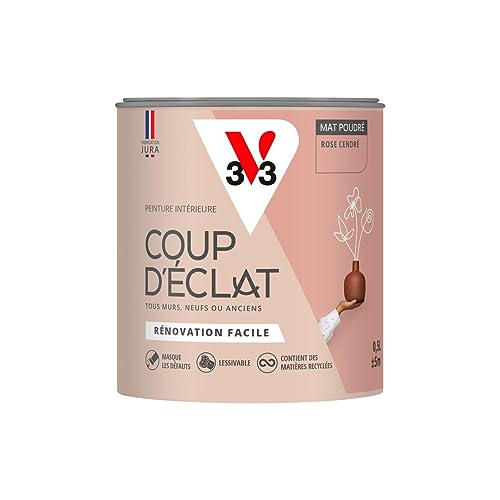 V33 Peinture murale intérieure Coup d'Éclat Rose cendré Mat Poudr...